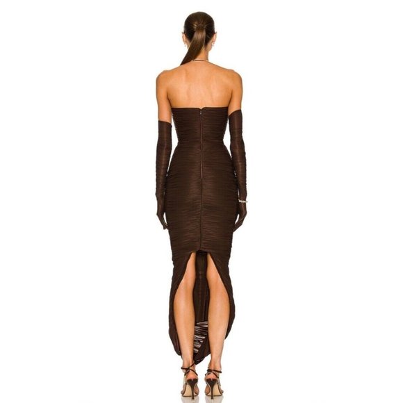 Alex Perry Huntley Gown Gloves Chocolate Brown - Picture 6 of 7